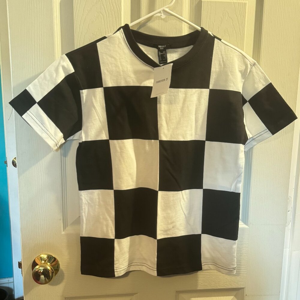 checkered tee - gender neutral style - kids 11/12